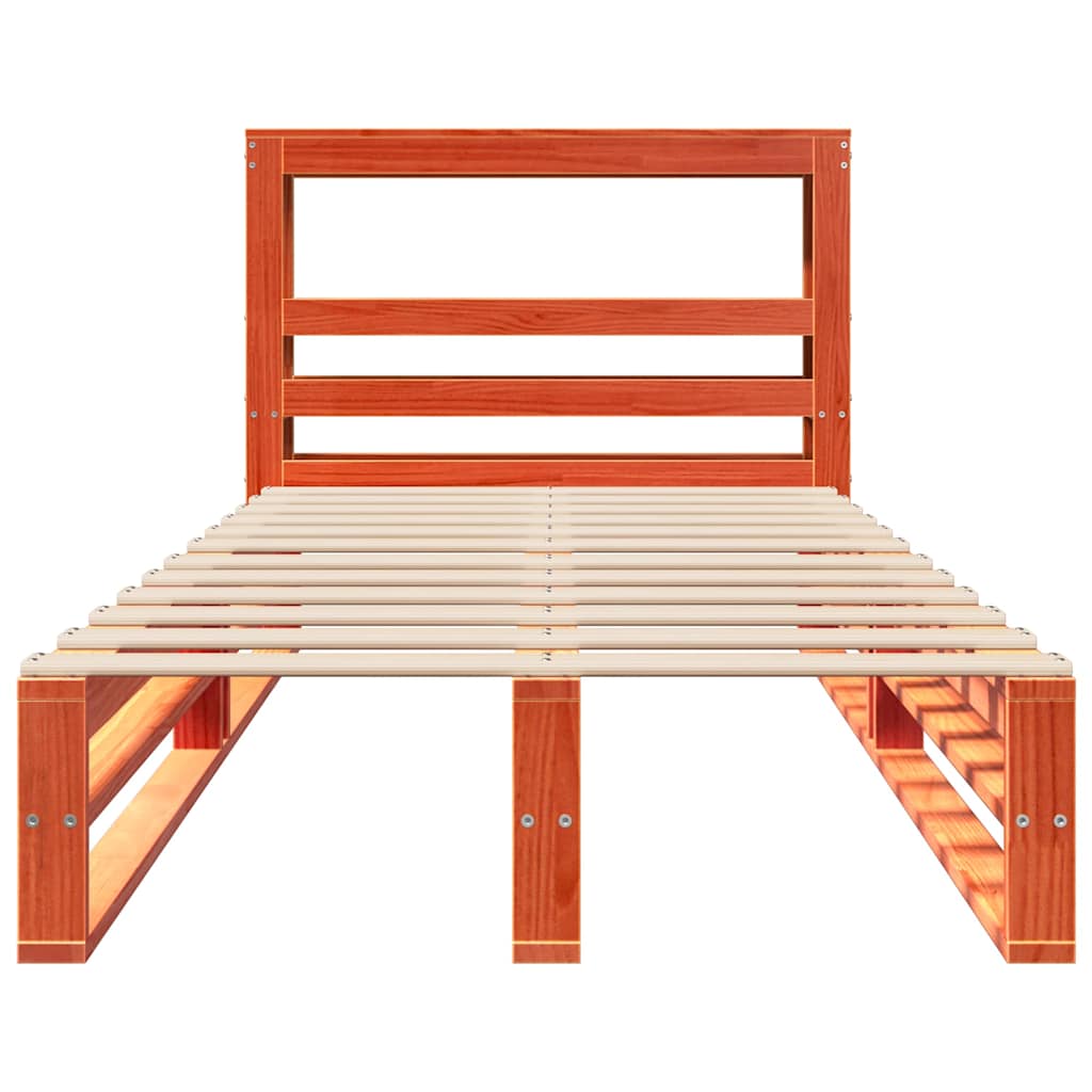 Bed Frame without Mattress Wax Brown 75x190 cm Small Single Solid Wood Pine